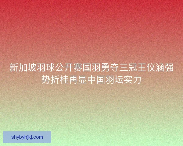 新加坡羽球公开赛国羽勇夺三冠王仪涵强势折桂再显中国羽坛实力