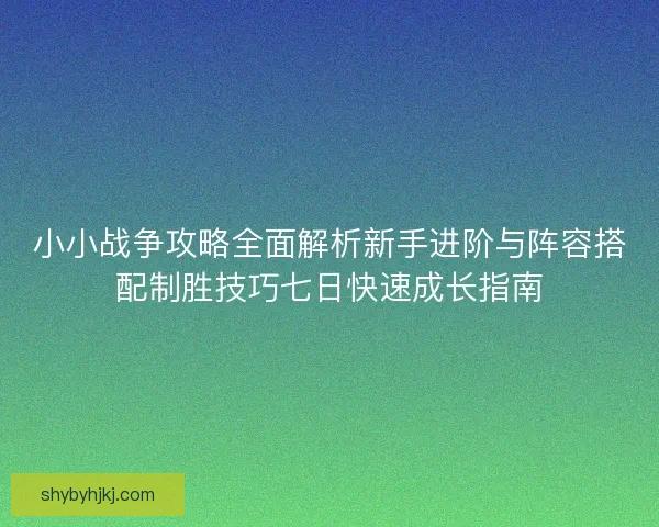 小小战争攻略全面解析新手进阶与阵容搭配制胜技巧七日快速成长指南